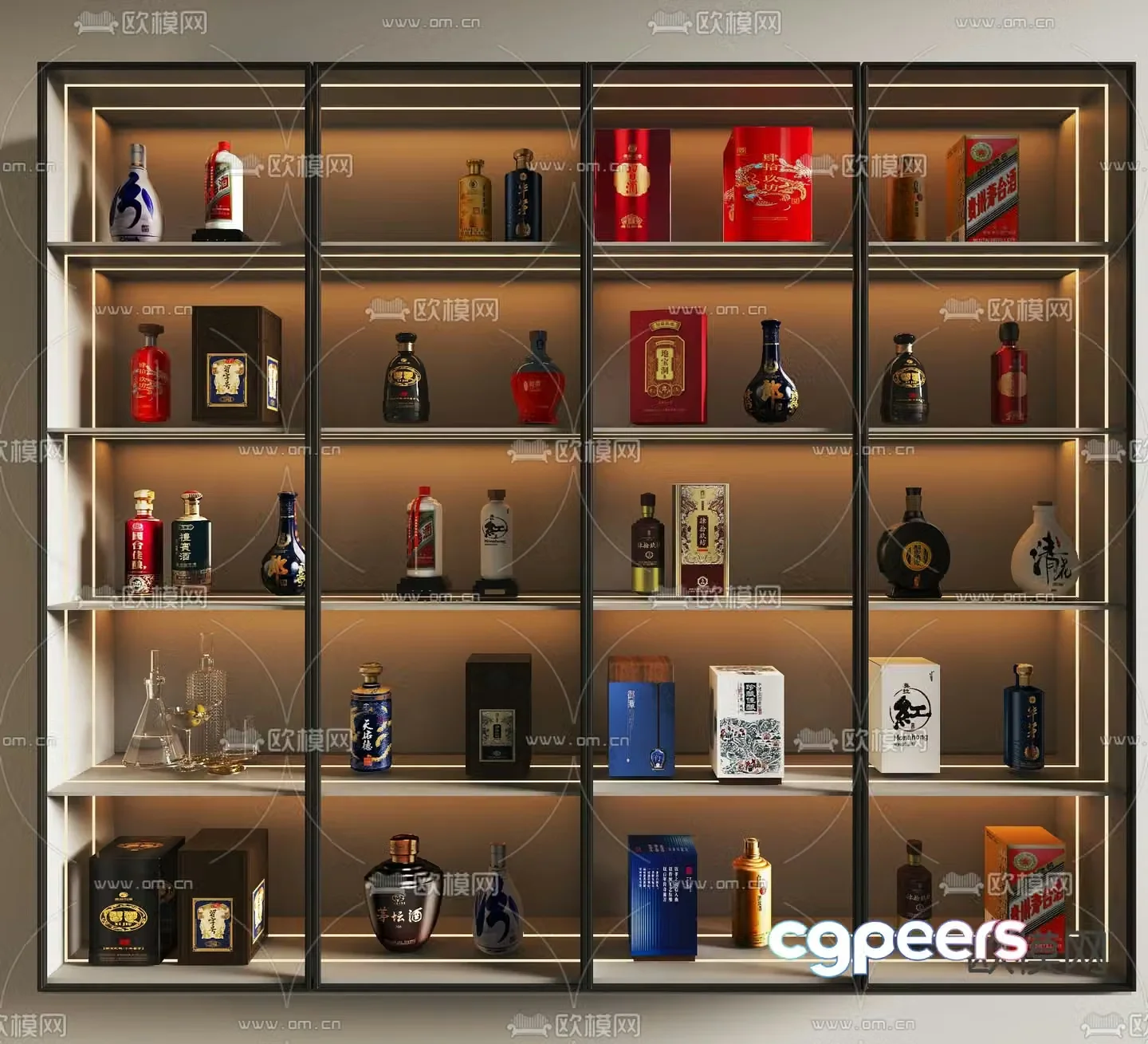 Modern wine cabinet wine rack 3d model