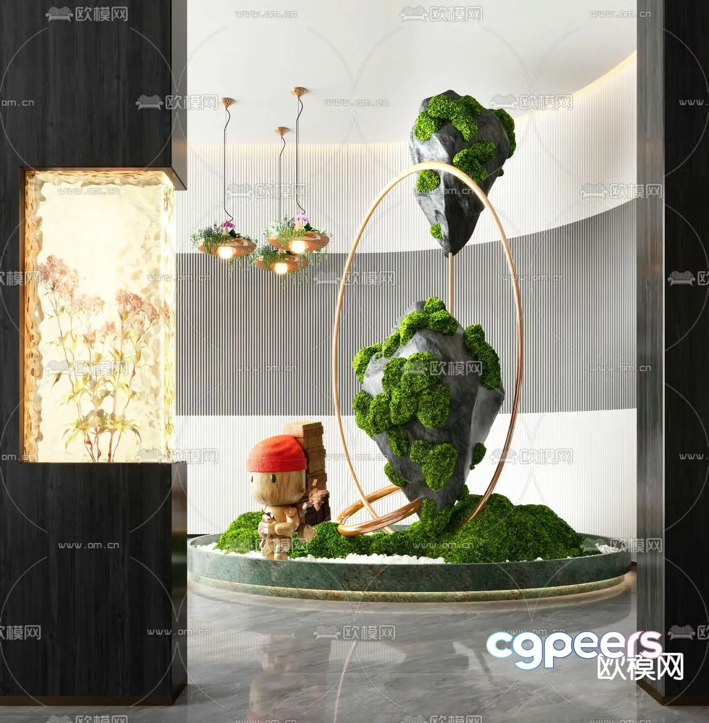 Indoor device landscaping moss landscaping 3D model