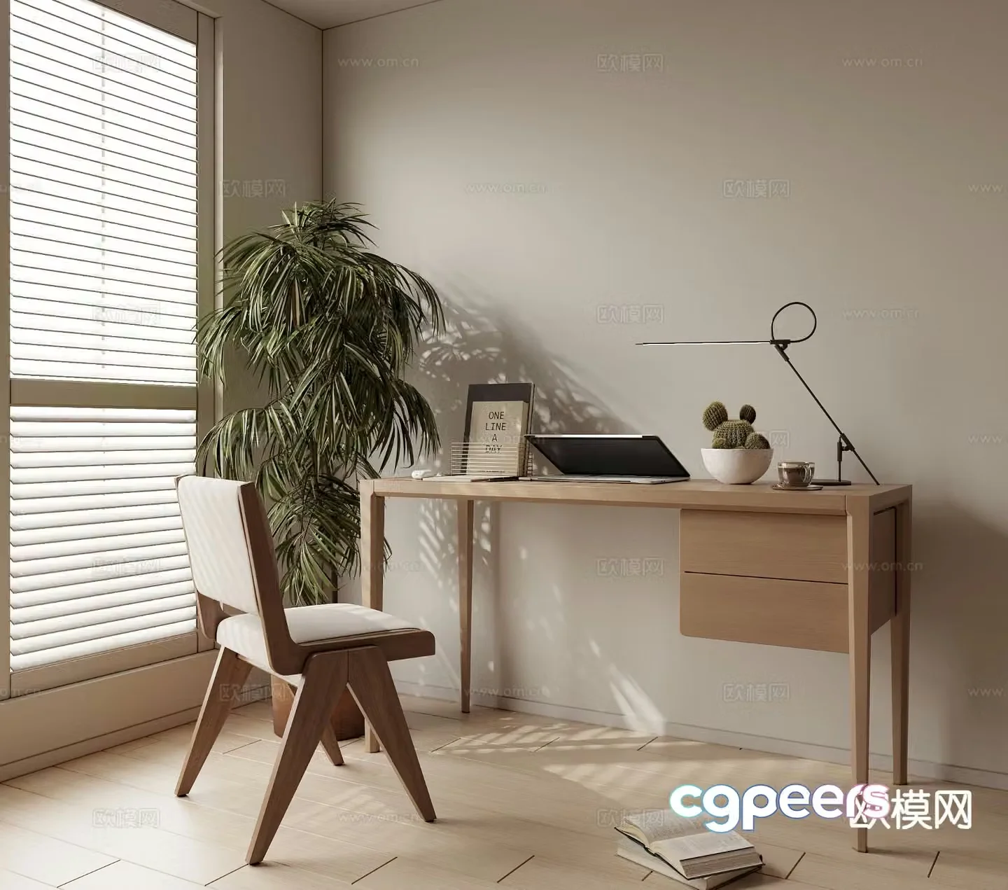 modern desk desk 3d model