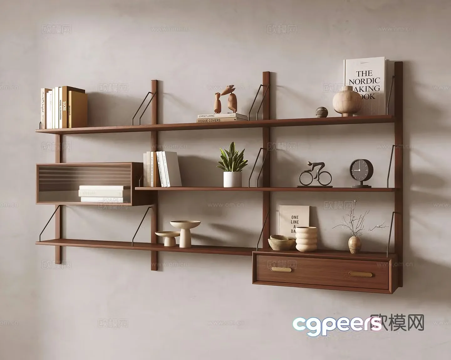 Middle-aged bookshelf shelf 3D model