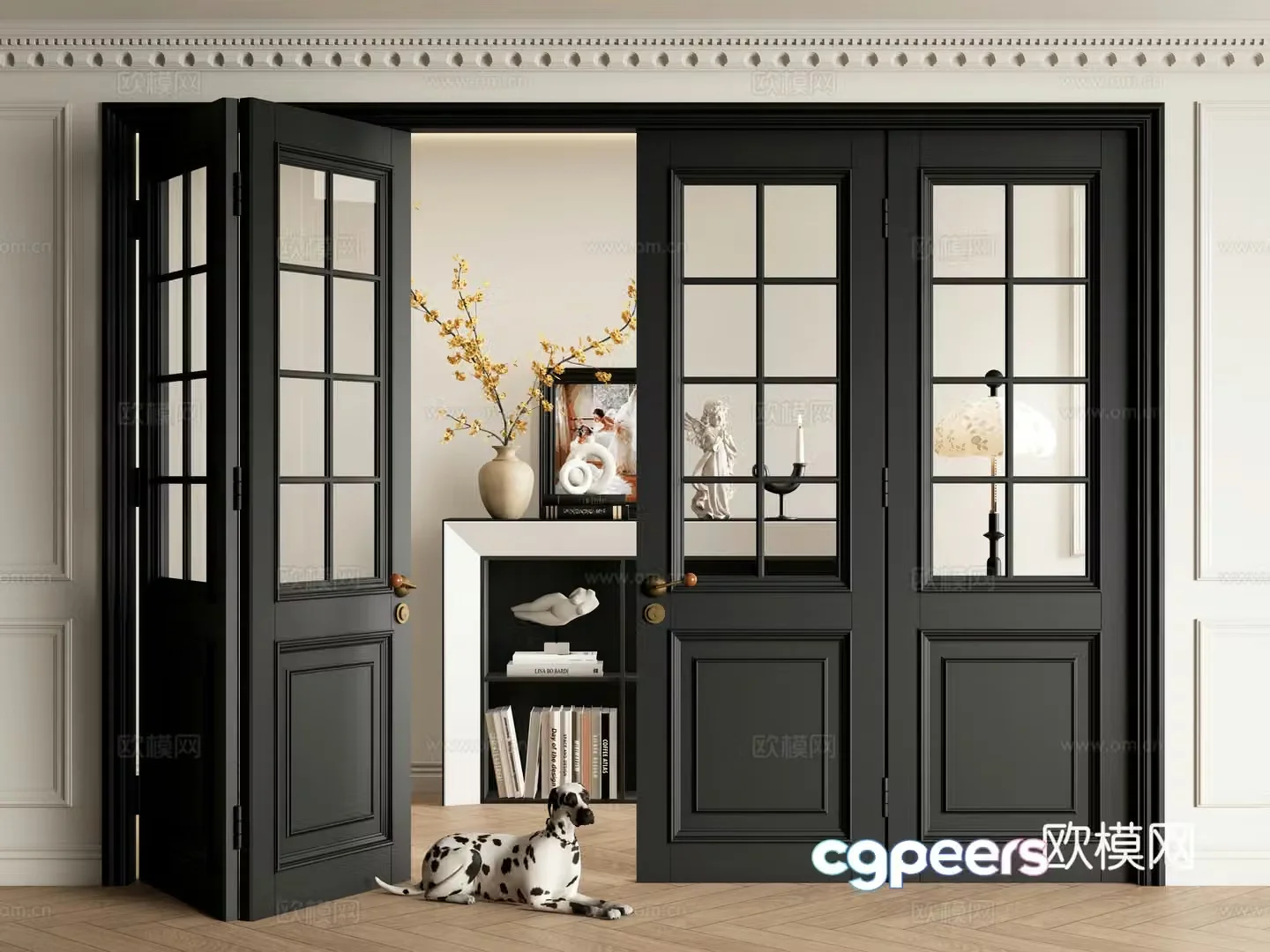 French folding door glass sliding door sliding door 3d model