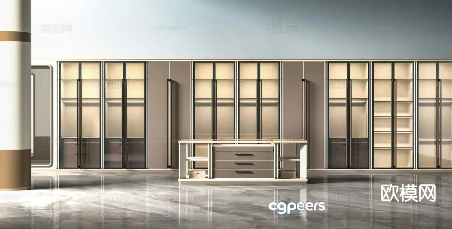 Light luxury wardrobe 3D model