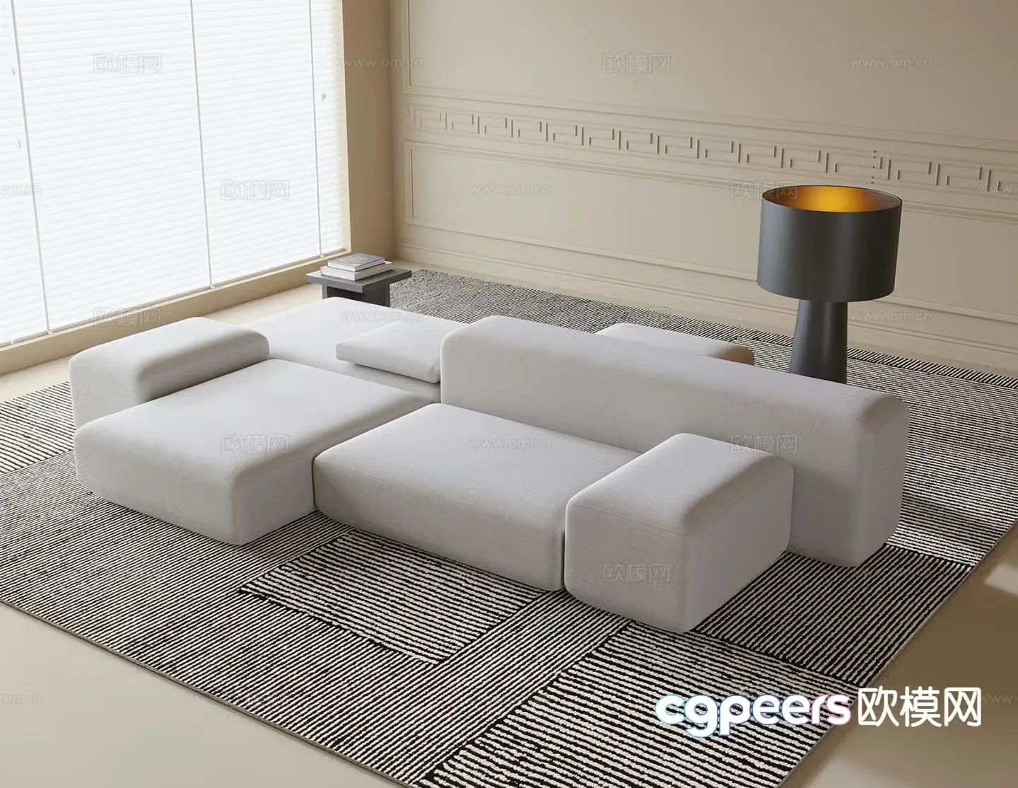 Modern double sided sofa multi-person sofa 3d model