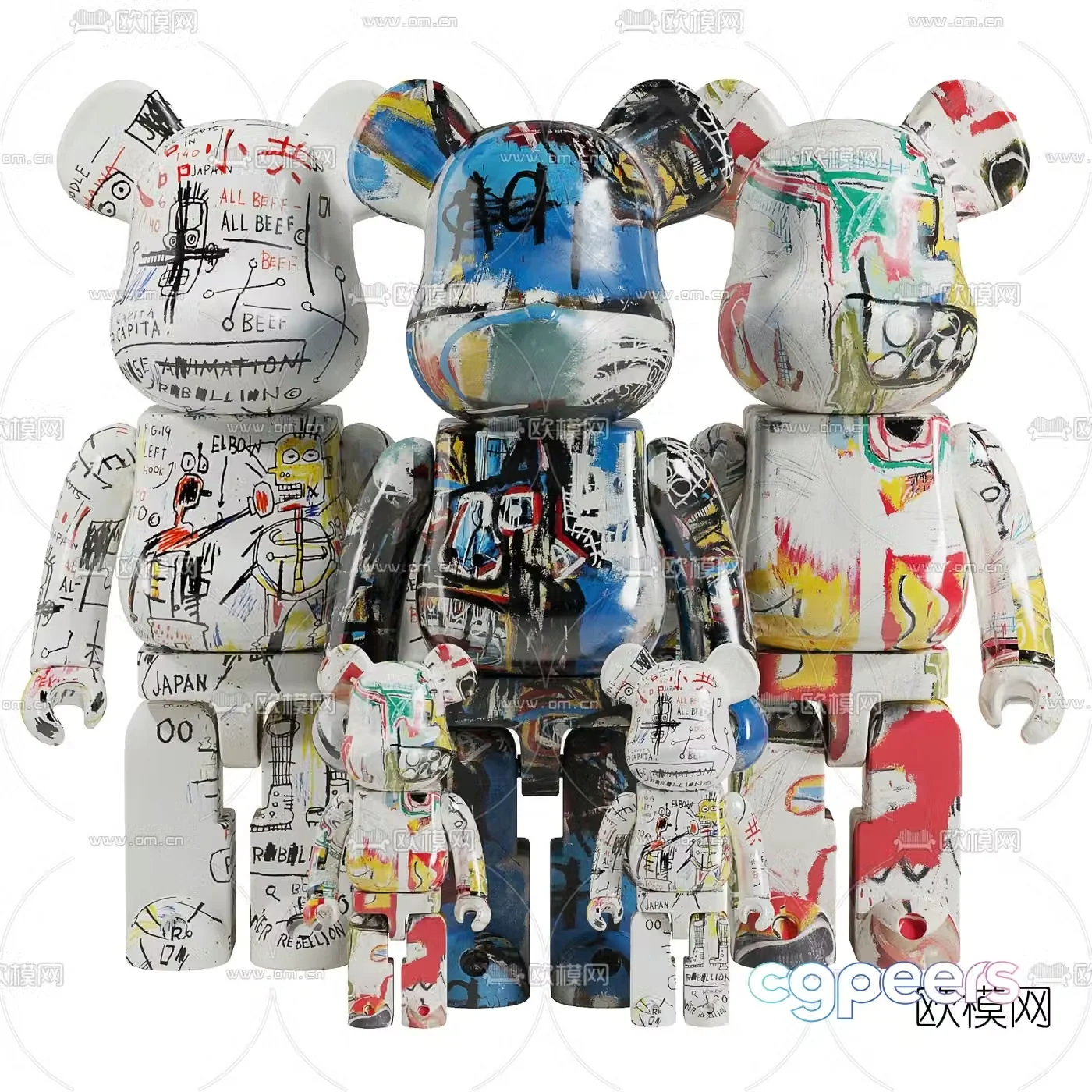 Modern graffiti violent bear doll ornaments 3d model