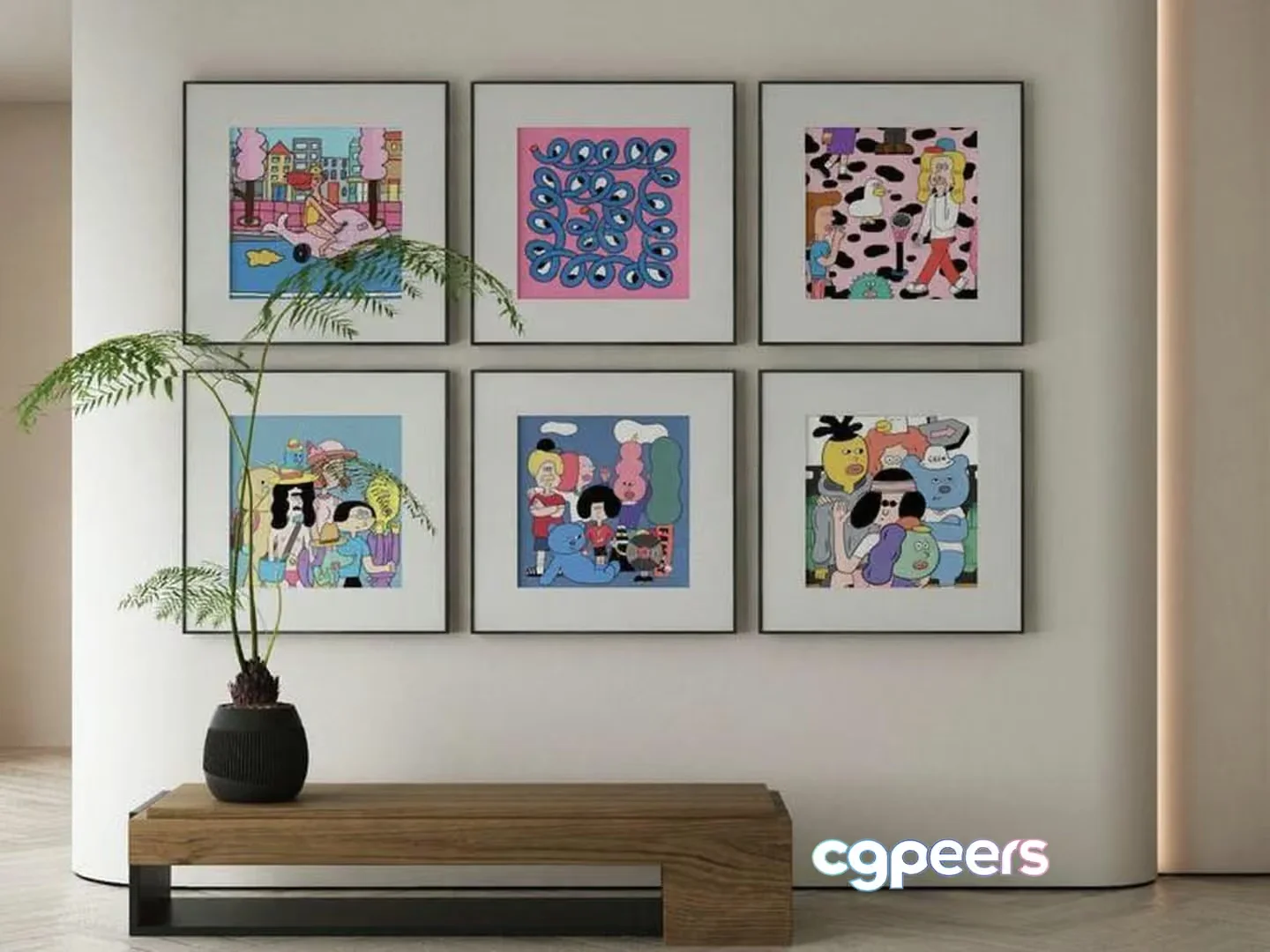 Modern Art Gallery 3D Model – 6387 – VRAY Render