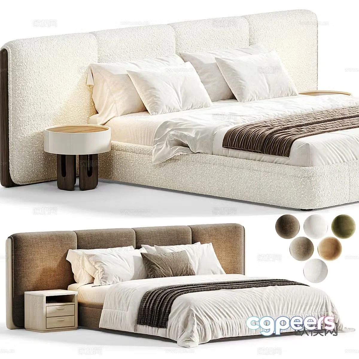 Modern Italian light luxury GIPPO Bed3d model