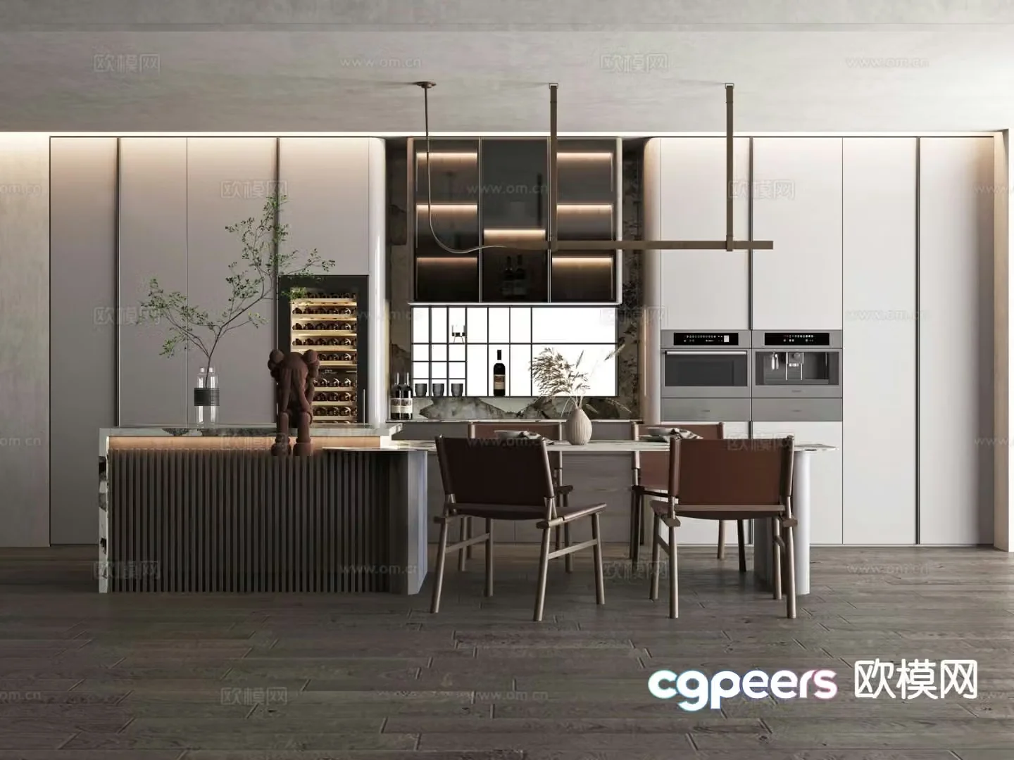 Modern Island Restaurant Western Kitchen 3D Model