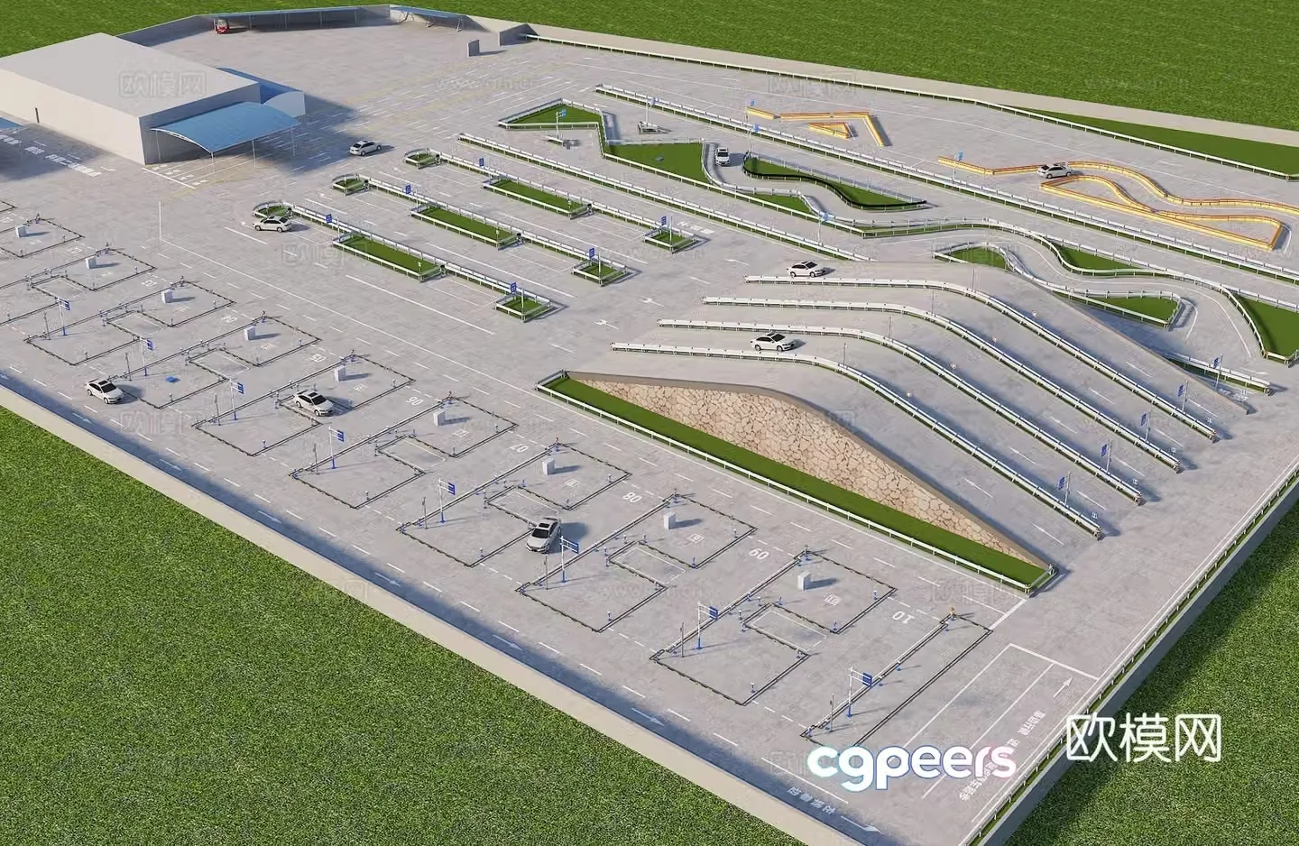 Driving school examination room parking lot training ground 3D model