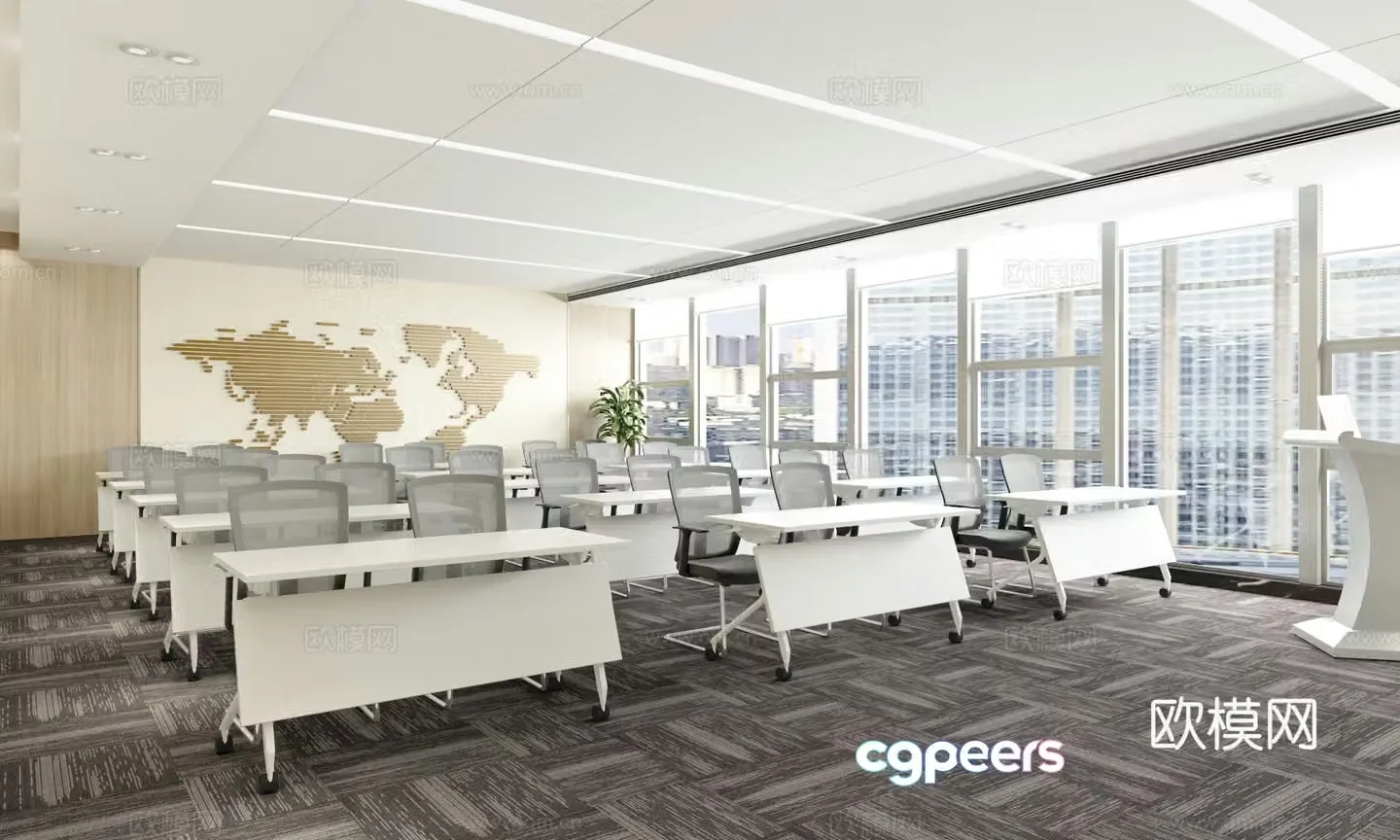 Modern conference room Training room Multifunctional room Classroom 3D model