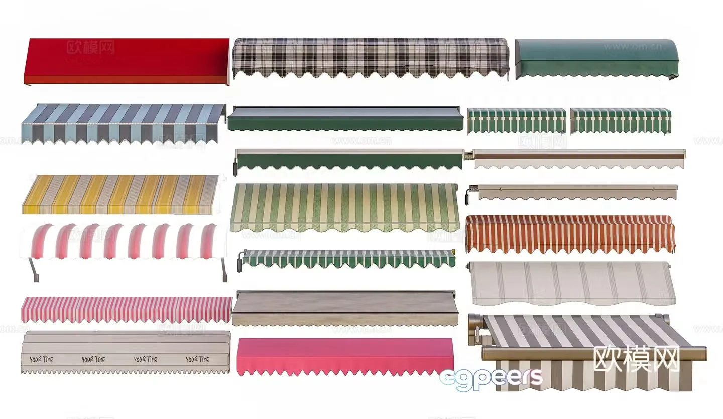 Modern awning retractable awning balcony fabric awning shop awning 3D model