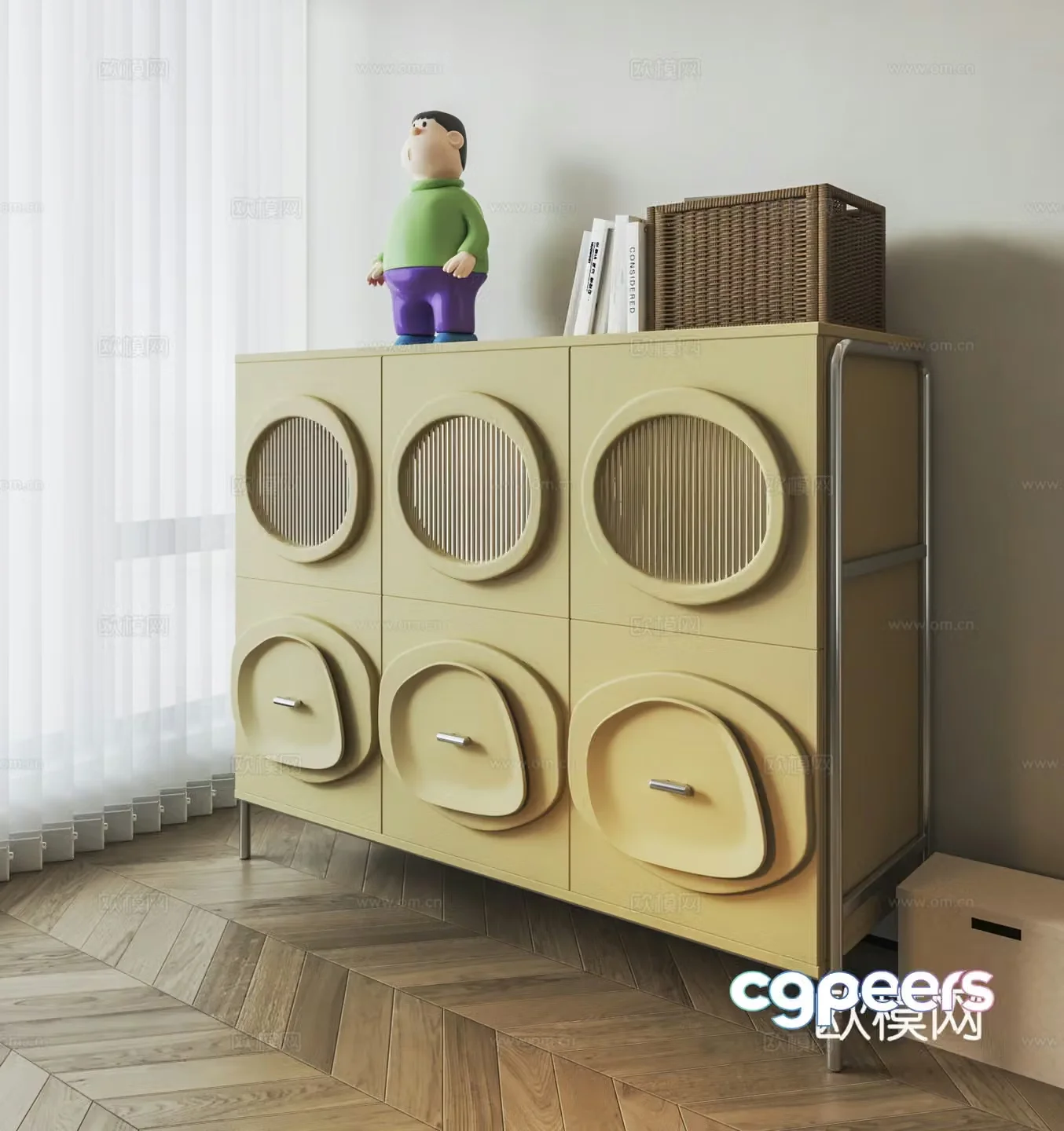 Modern cream sideboard 3d model