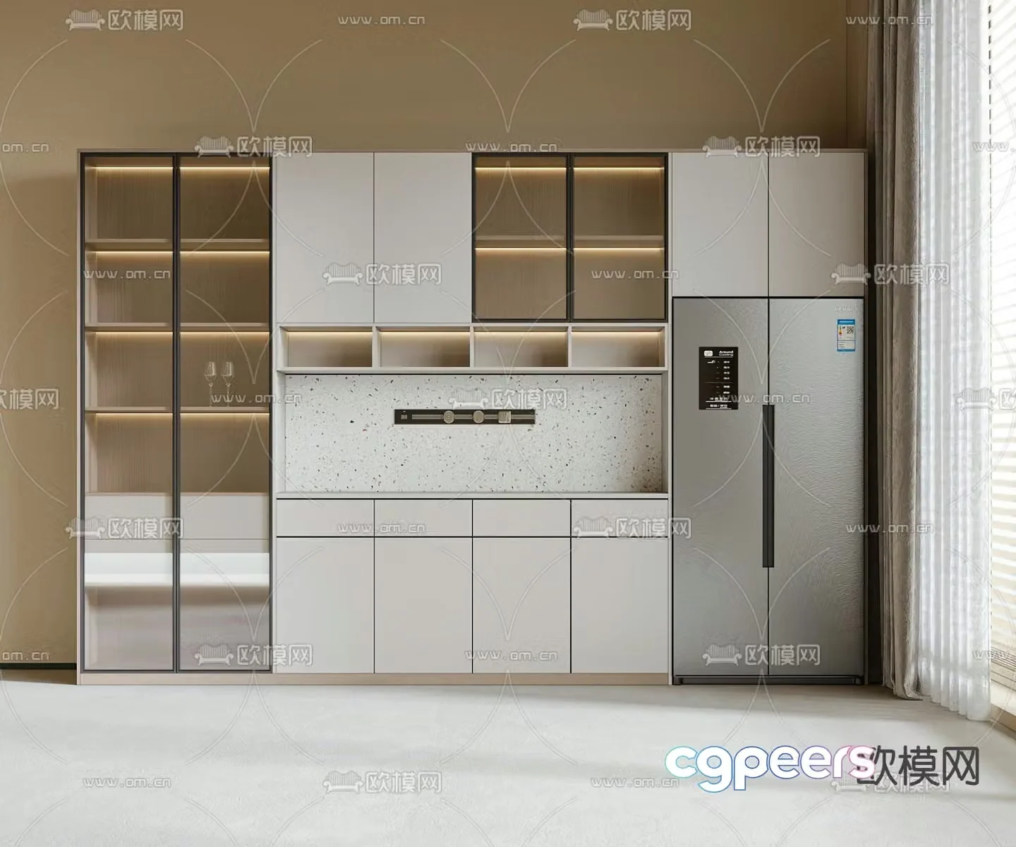 Modern wine cabinet sideboard 3D model