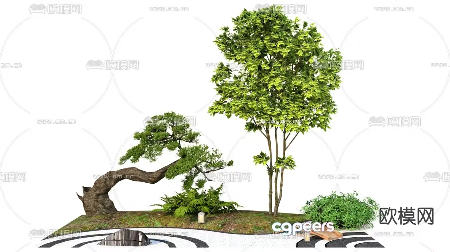 Landscape sketch pine tree landscaping 3D model