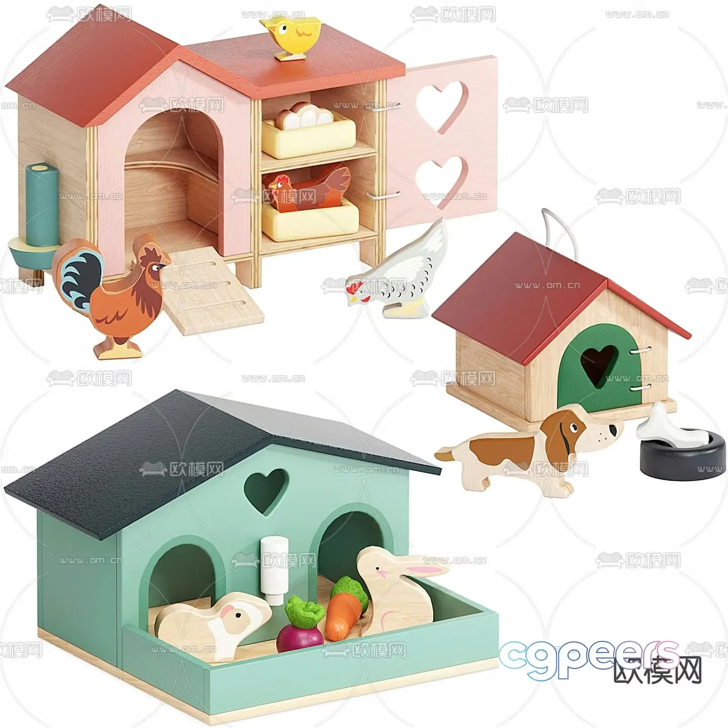 Building block house toy 3d model
