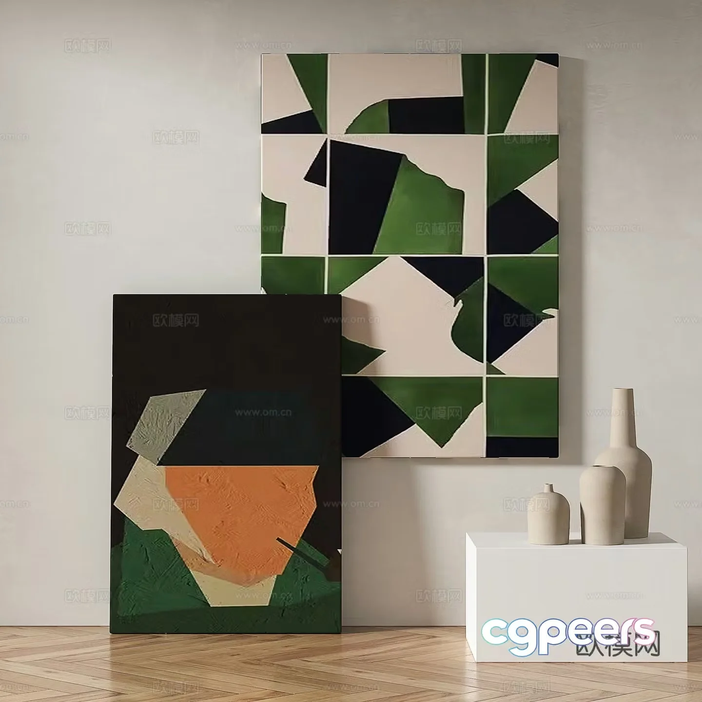 Modern abstract painting decorative painting 3d model