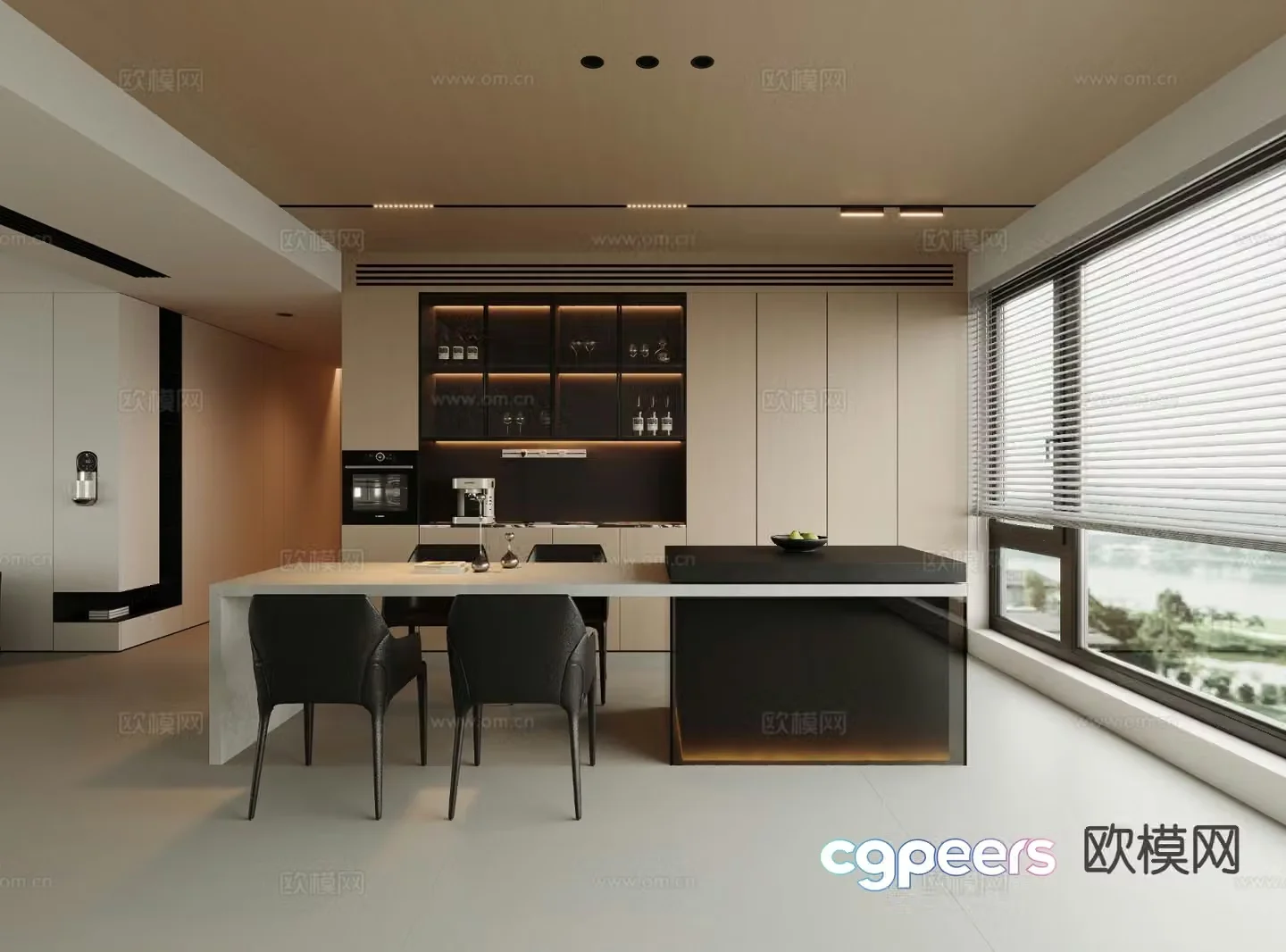 Modern island restaurant 3d model