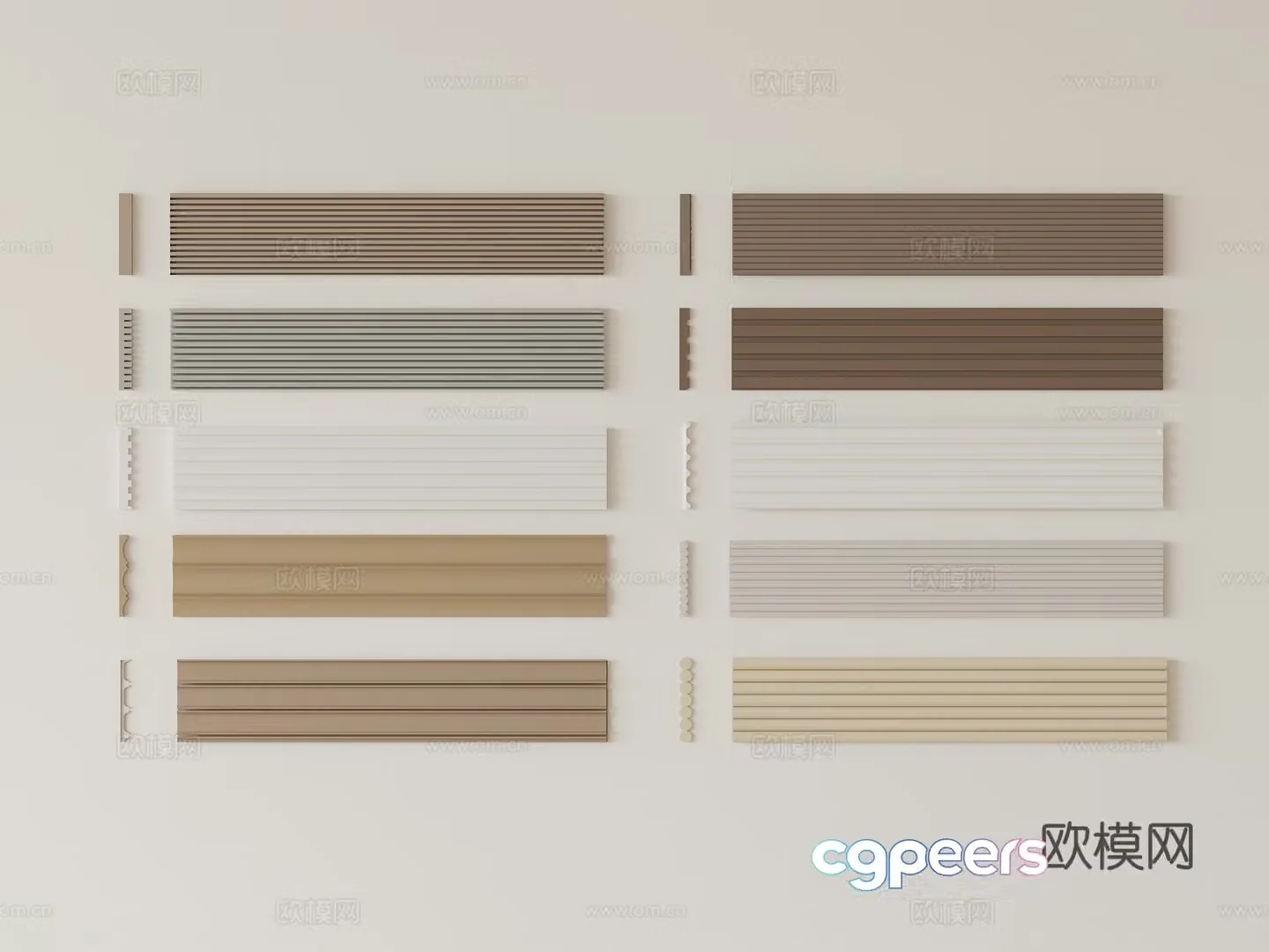 Modern wainscot grid board corrugated board great wall board 3d model