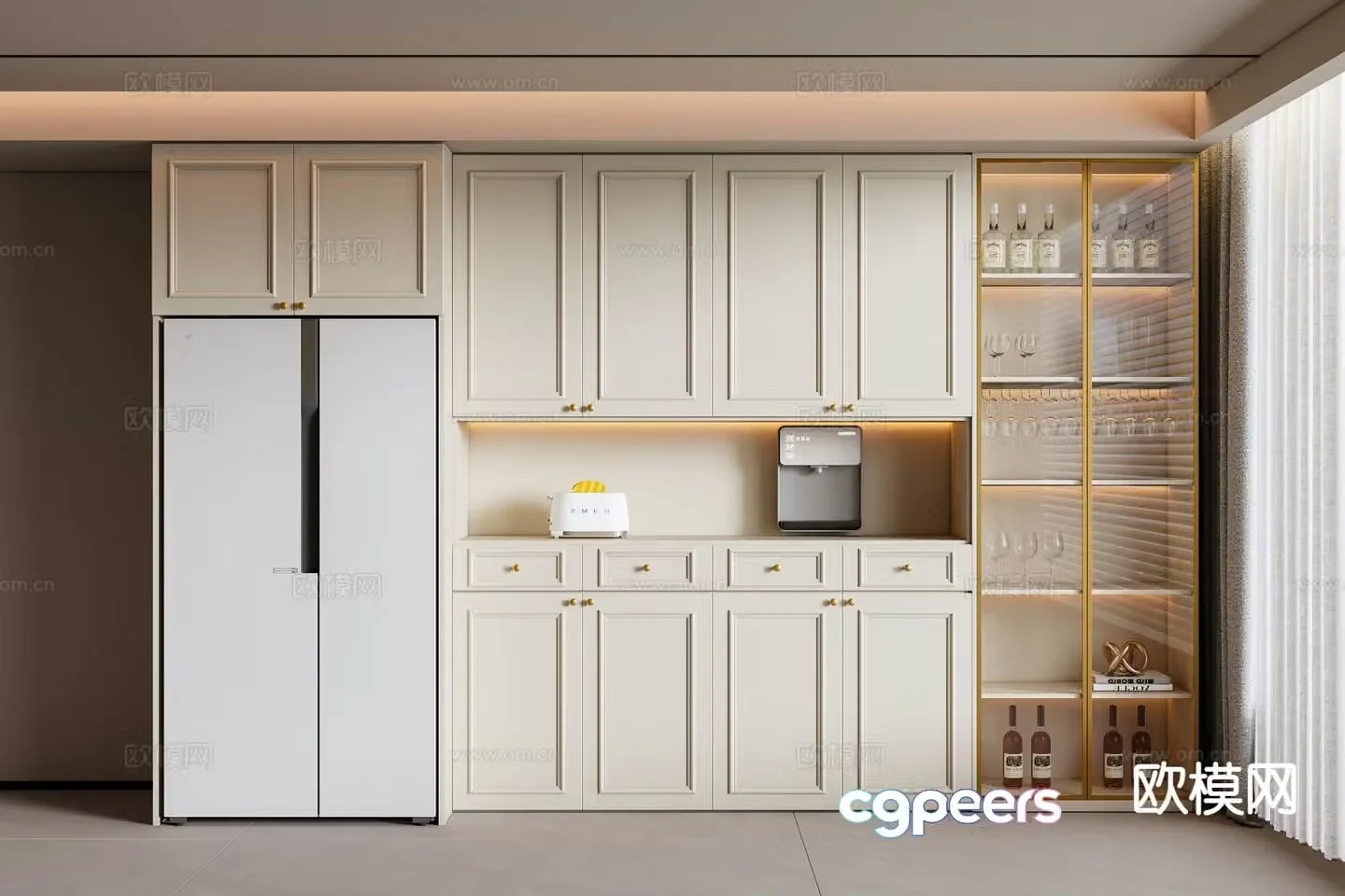 Cream style sideboard 3d model