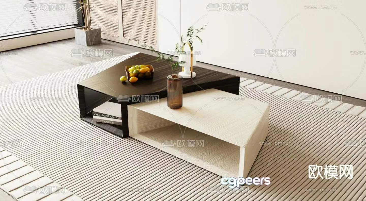 B&B italia modern solid wood coffee table 3d model