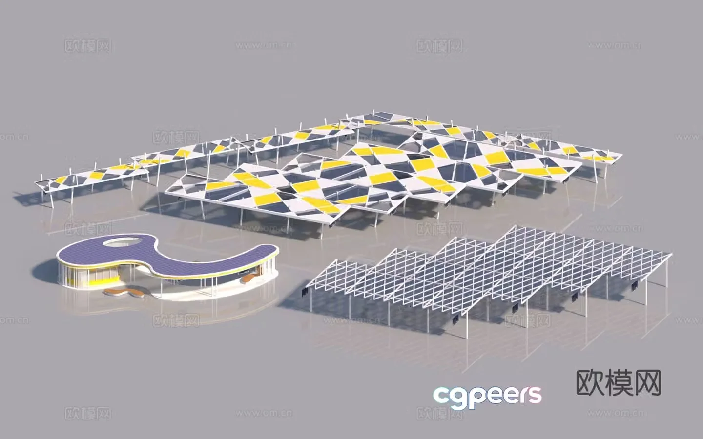 Modern gallery special-shaped gallery internet celebrity parking spot 3D model