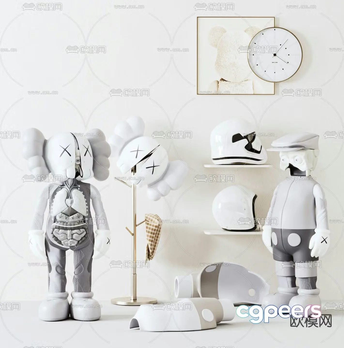 Modern KAWS trendy ornaments 3D model