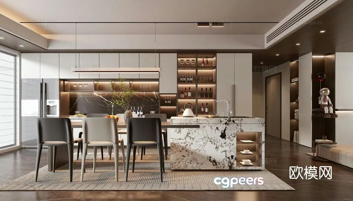 Light luxury restaurant Zhongdao restaurant 3D model