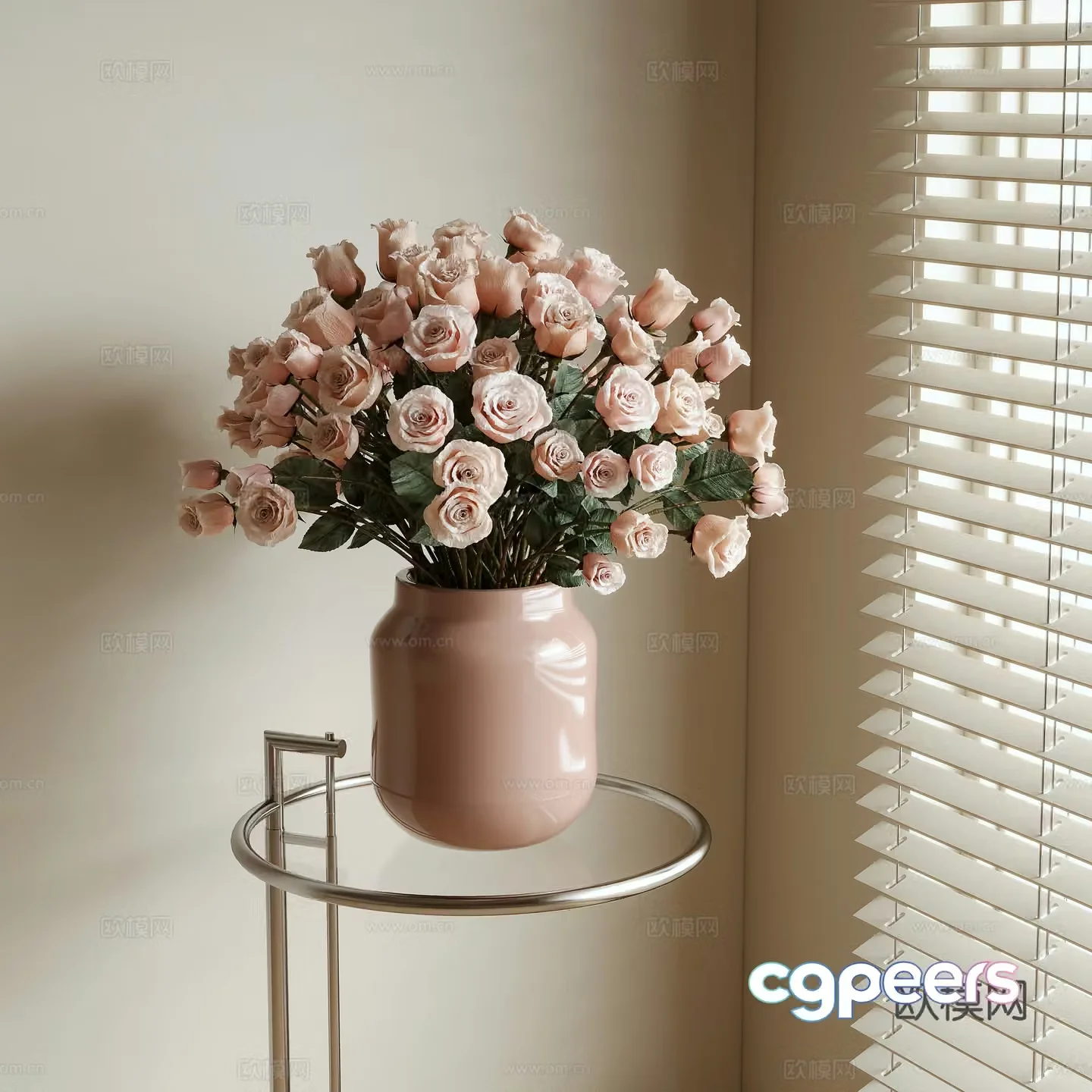 Creamy Flower Arrangement Rose 3d Model