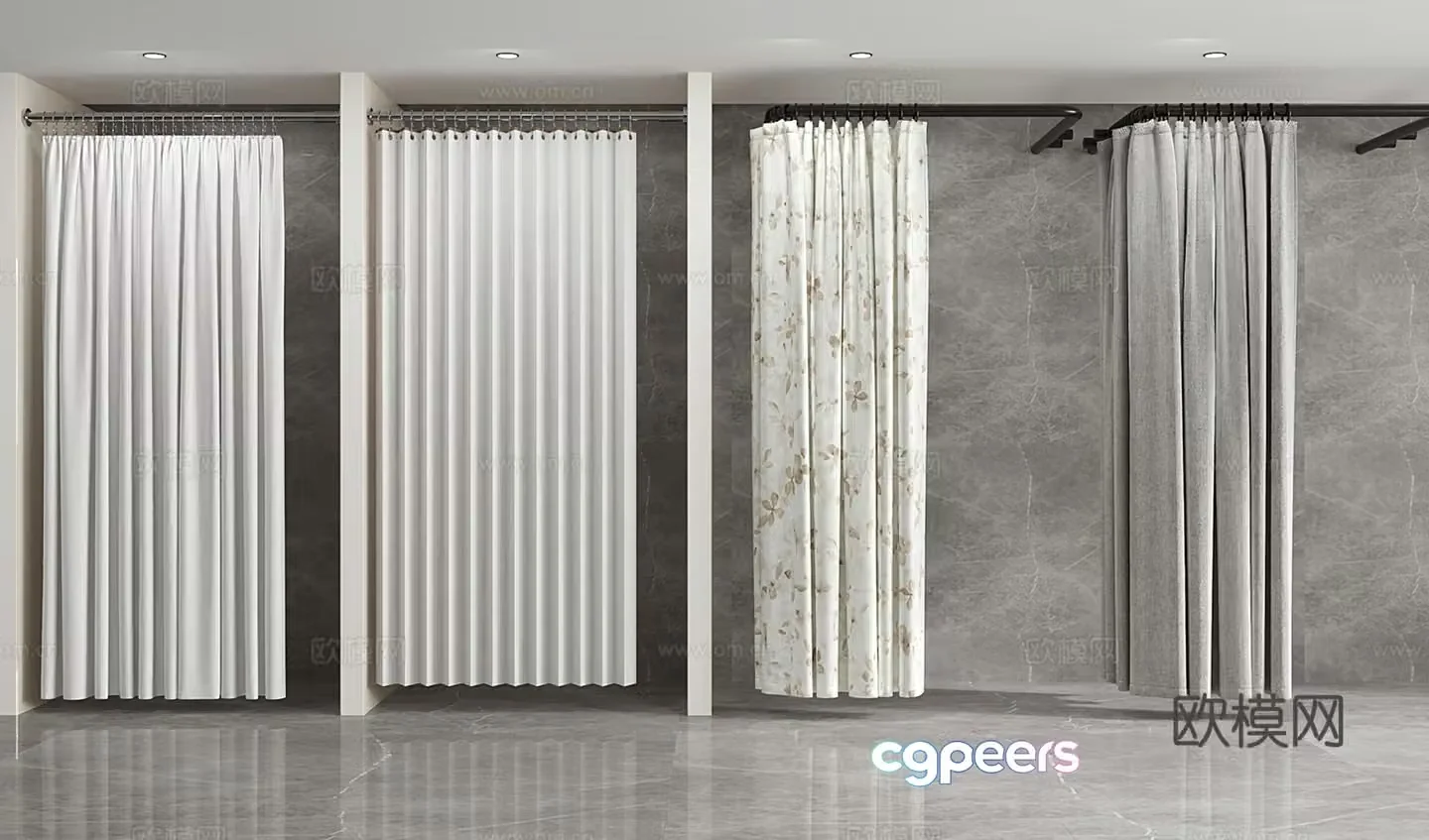 Modern shower curtains bathroom curtains door curtains venetian blinds 3d model