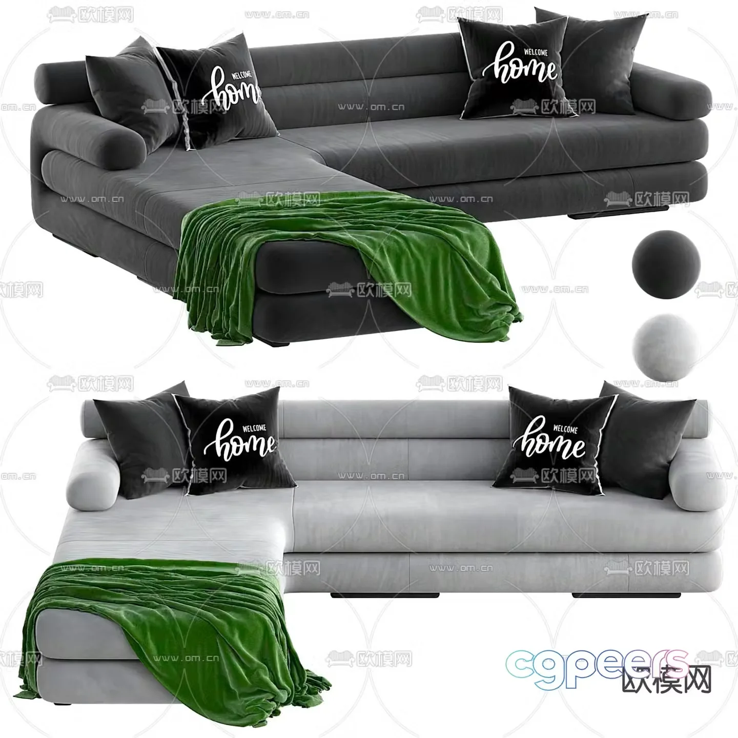 Modern corner sofa fabric sofa 3d model