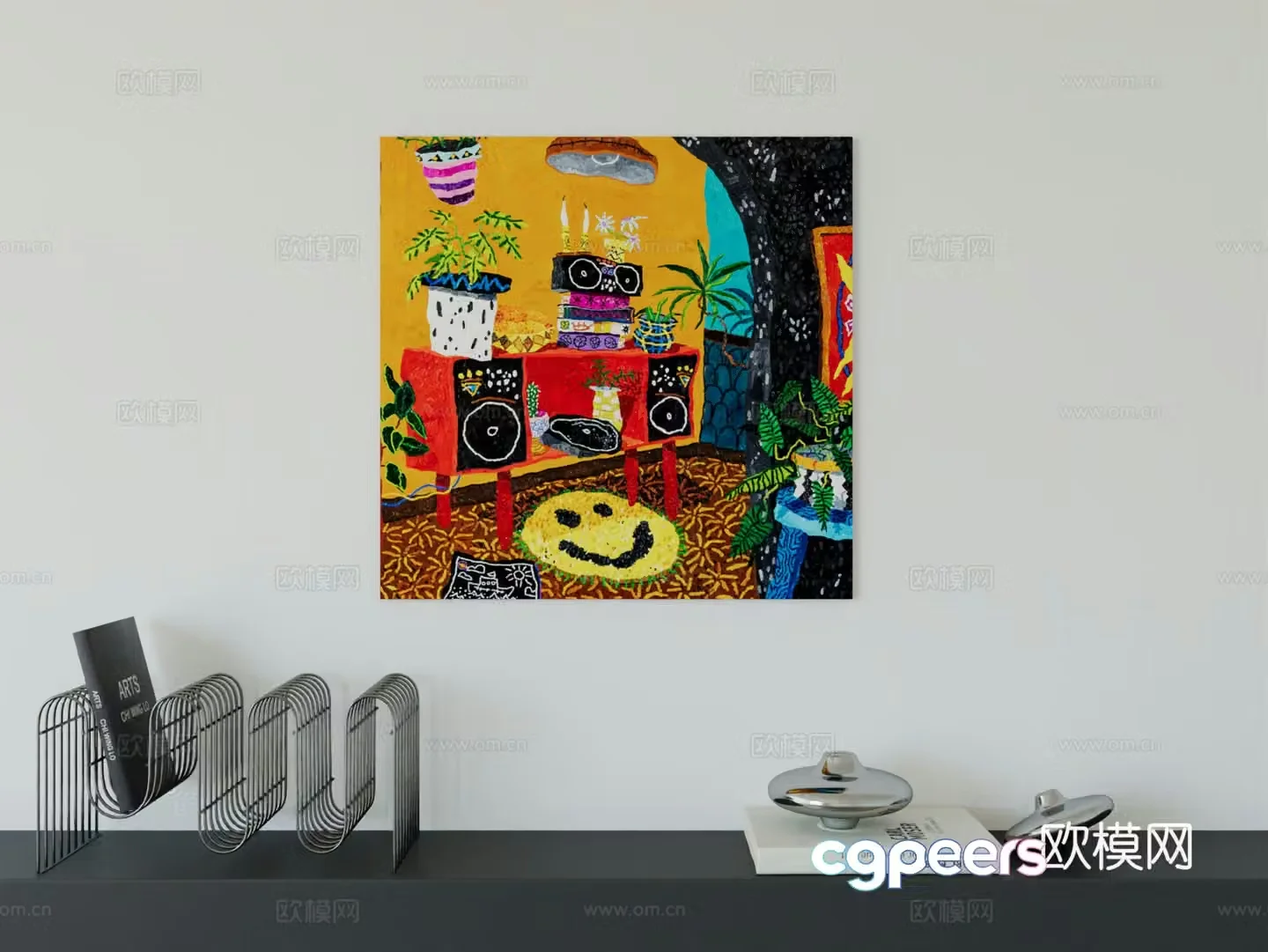 Modern minimalist hanging painting Bauhaus art hanging painting 3d model