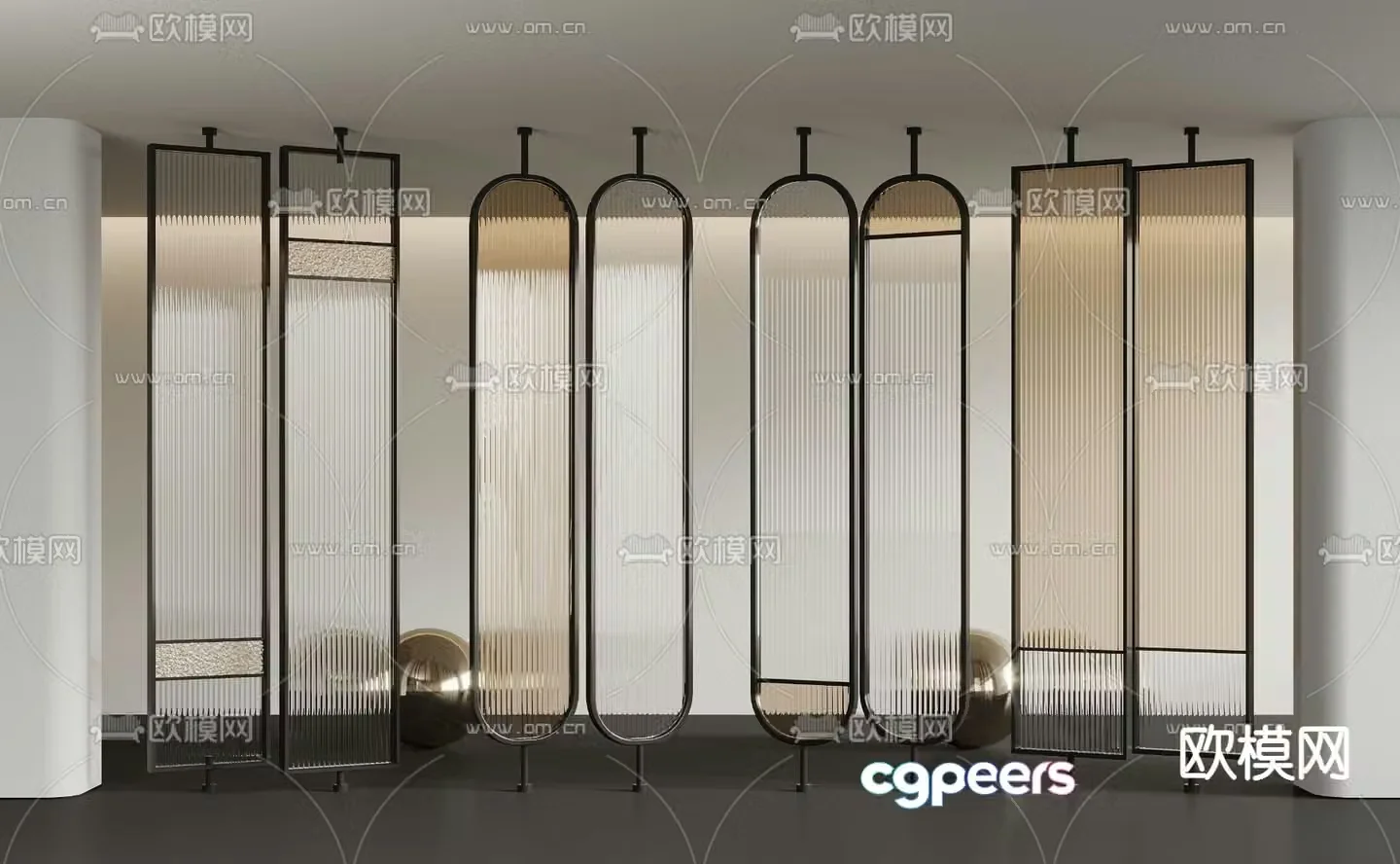 French partition glass partition 3d model