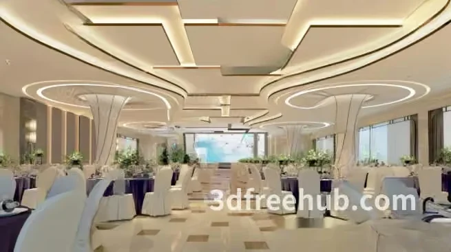 Modern Banquet Hall 3D Model – 22408 – VRAY Render