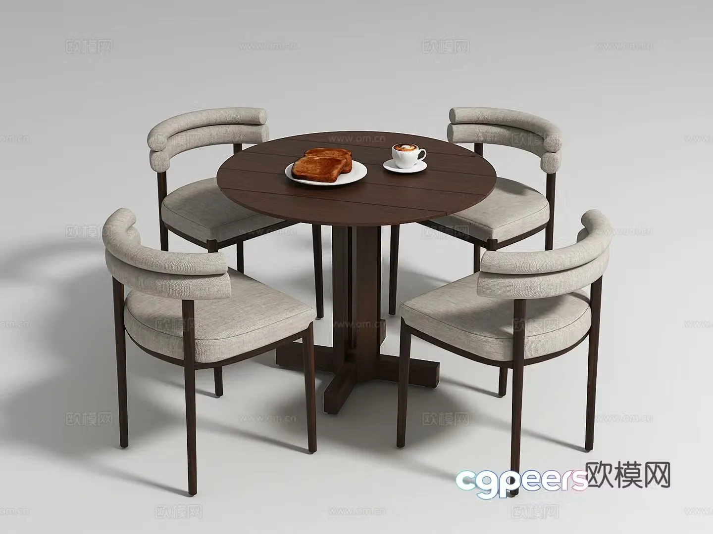 Wabi-sabi dining table and chairs coffee table and chairs 3d model