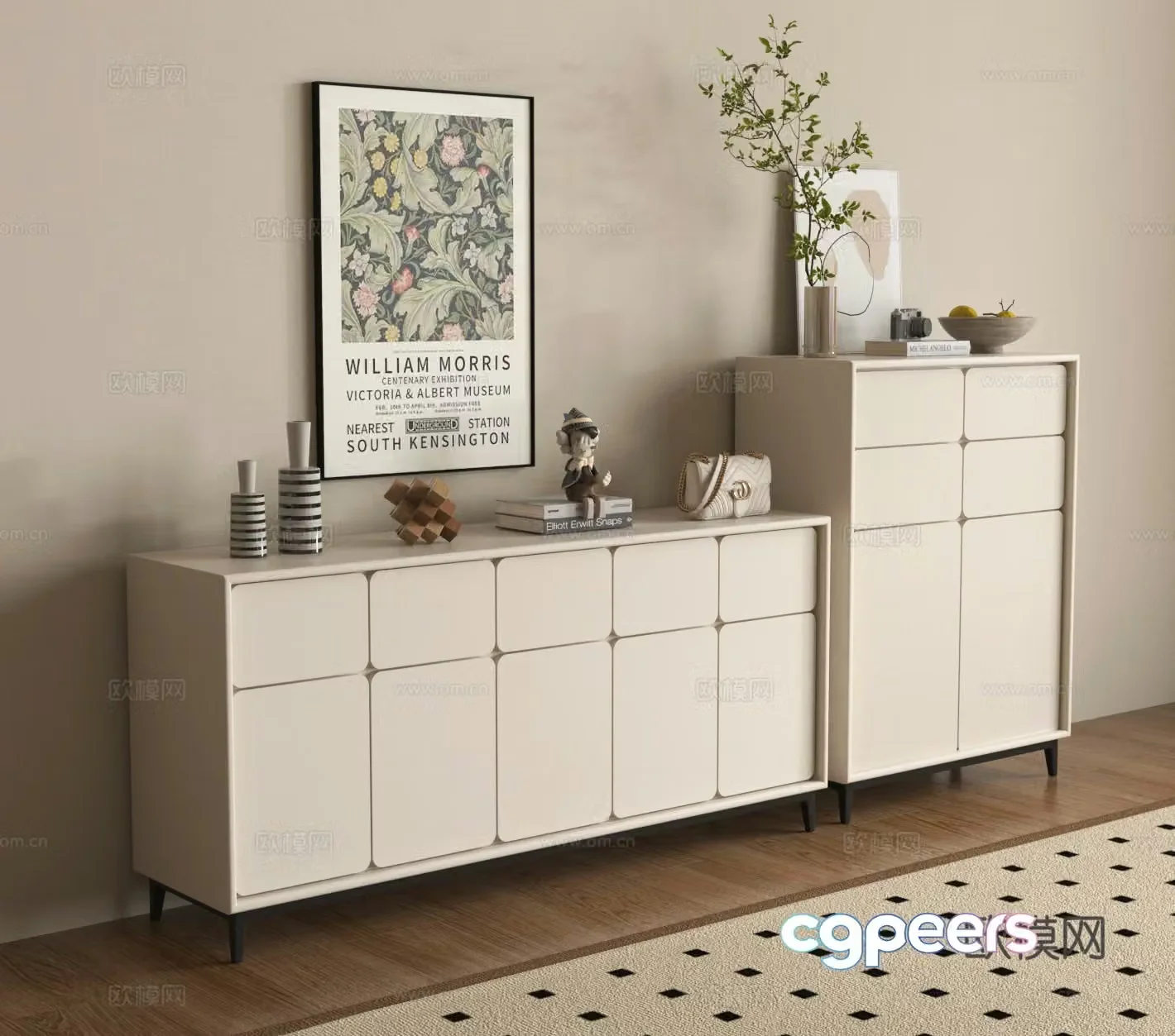 chest of drawers storage cabinet storage cabinet hanging picture frame ornament accessories 3d model