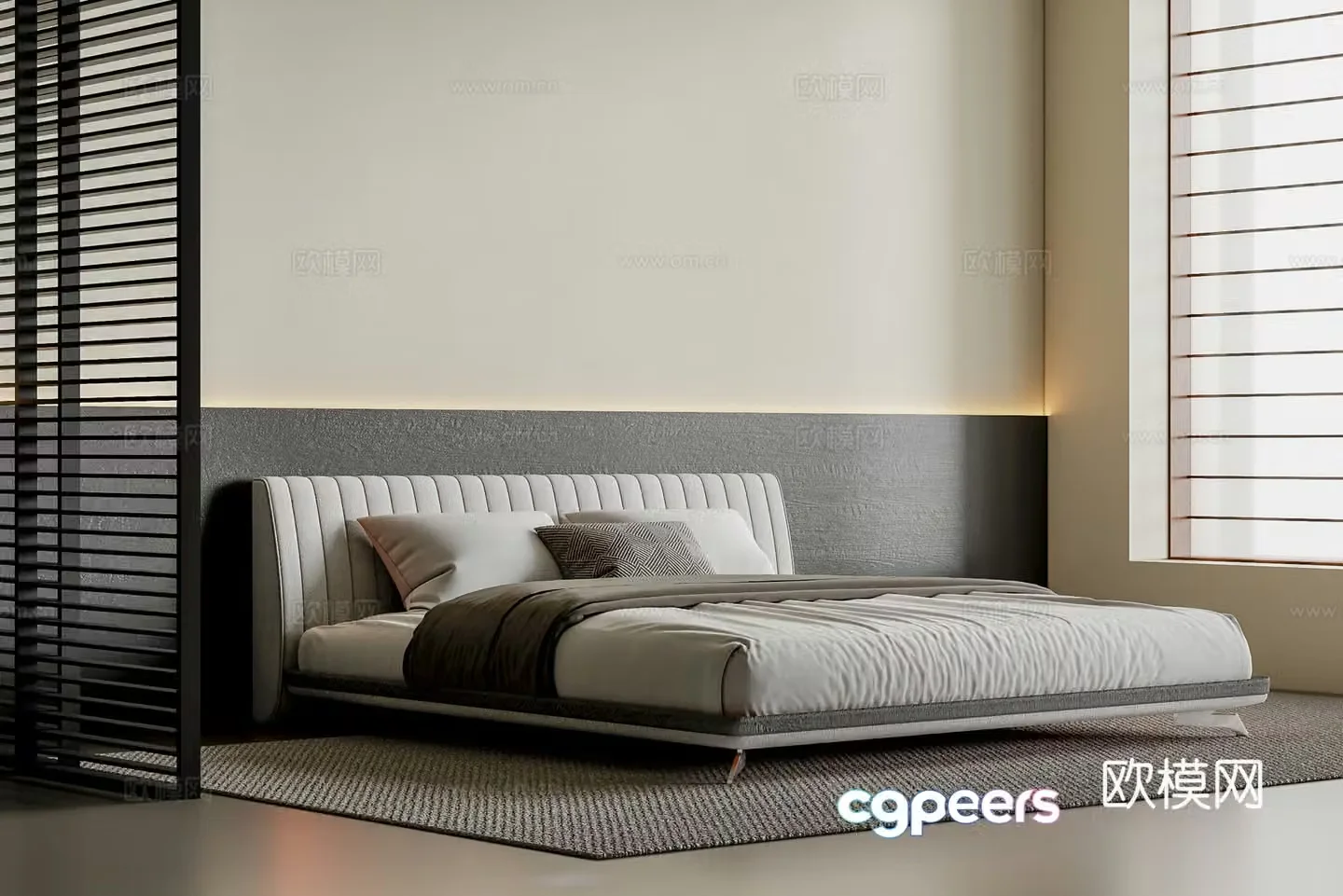Modern double bed 3d model