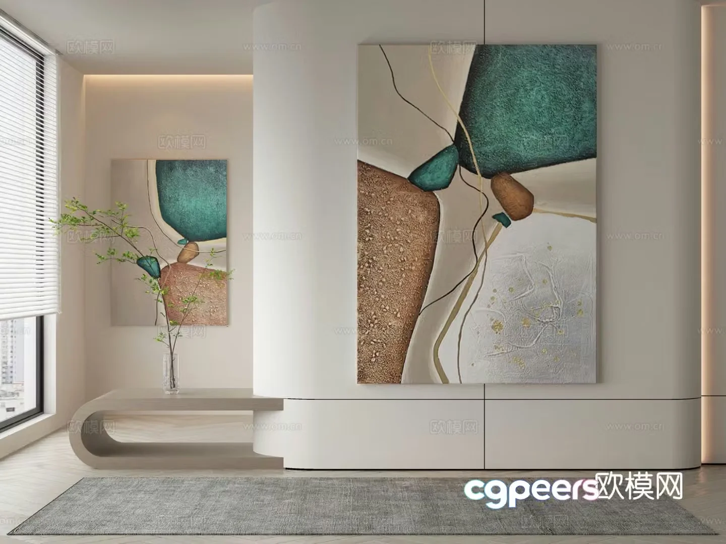 Modern decorative painting texture painting hanging painting 3d model
