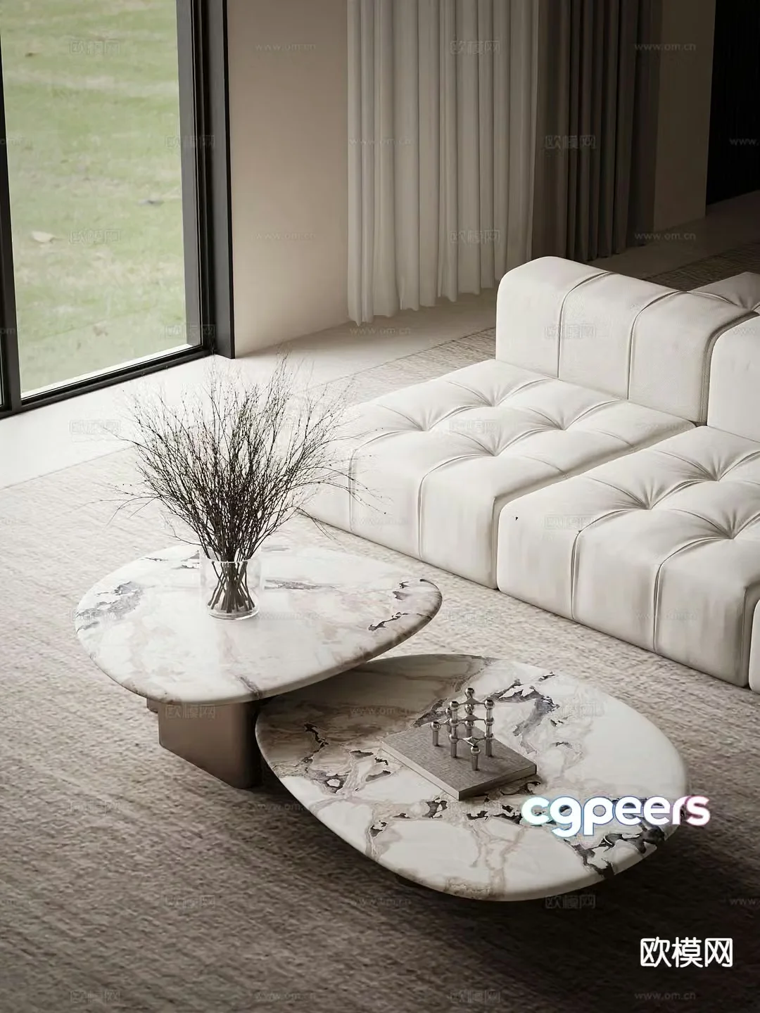 Mother and son coffee table marble coffee table 3d model