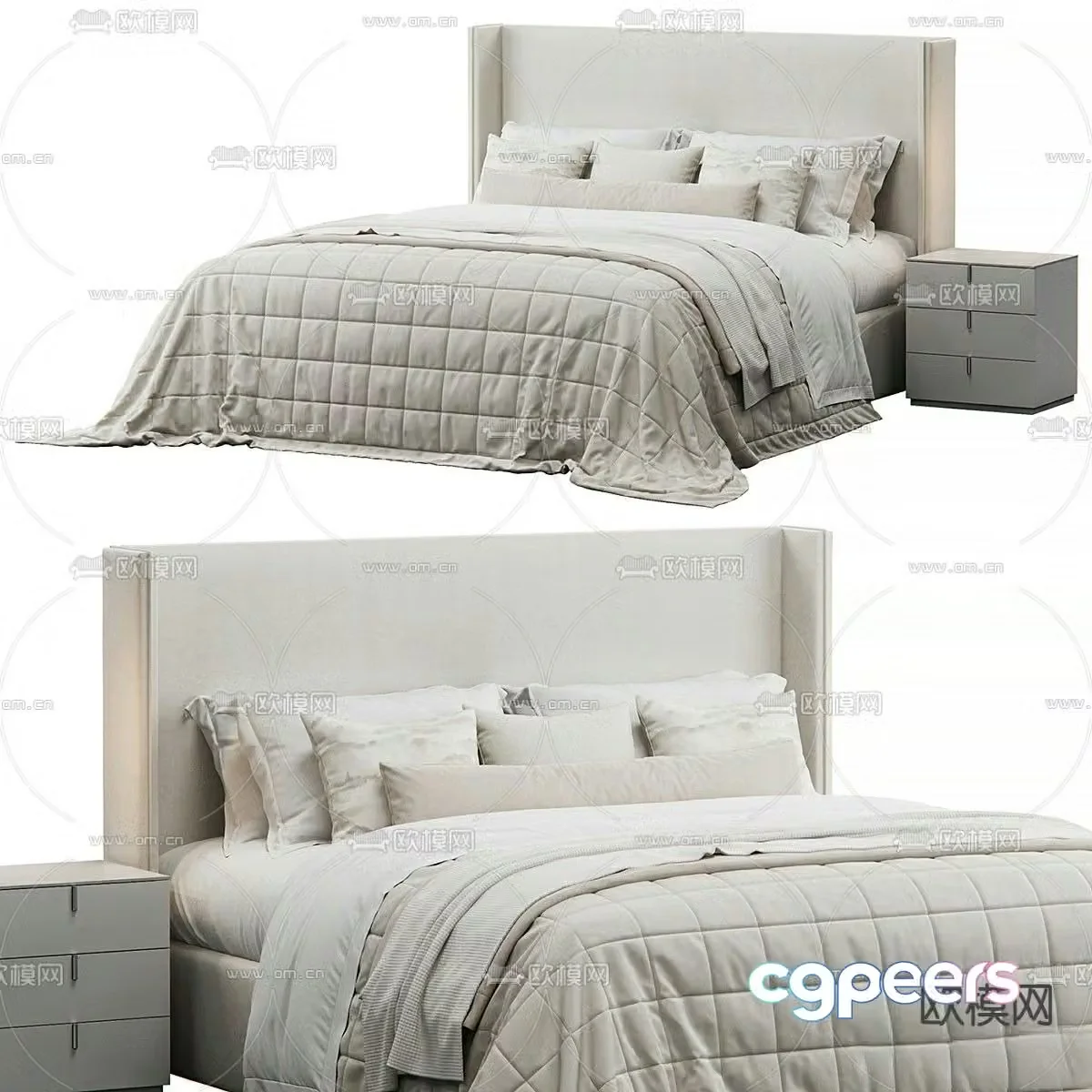 Modern double bed 3d model