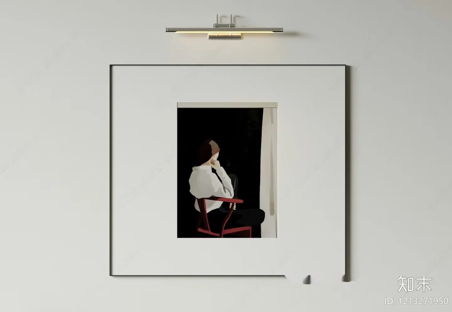 A Framed Painting Of A Person Sitting In A Chair 3D Model – 13882 – VRAY Render