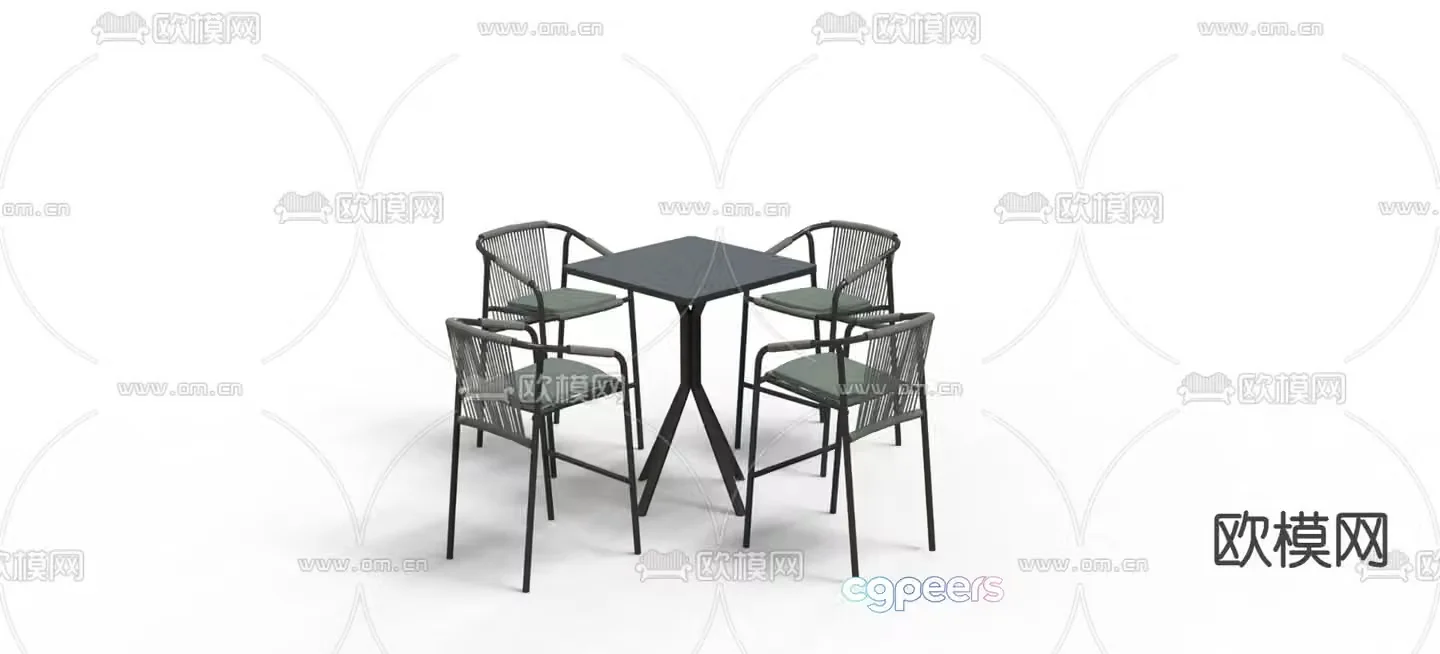 vita rattan bar chair bar stool high stool 3d model