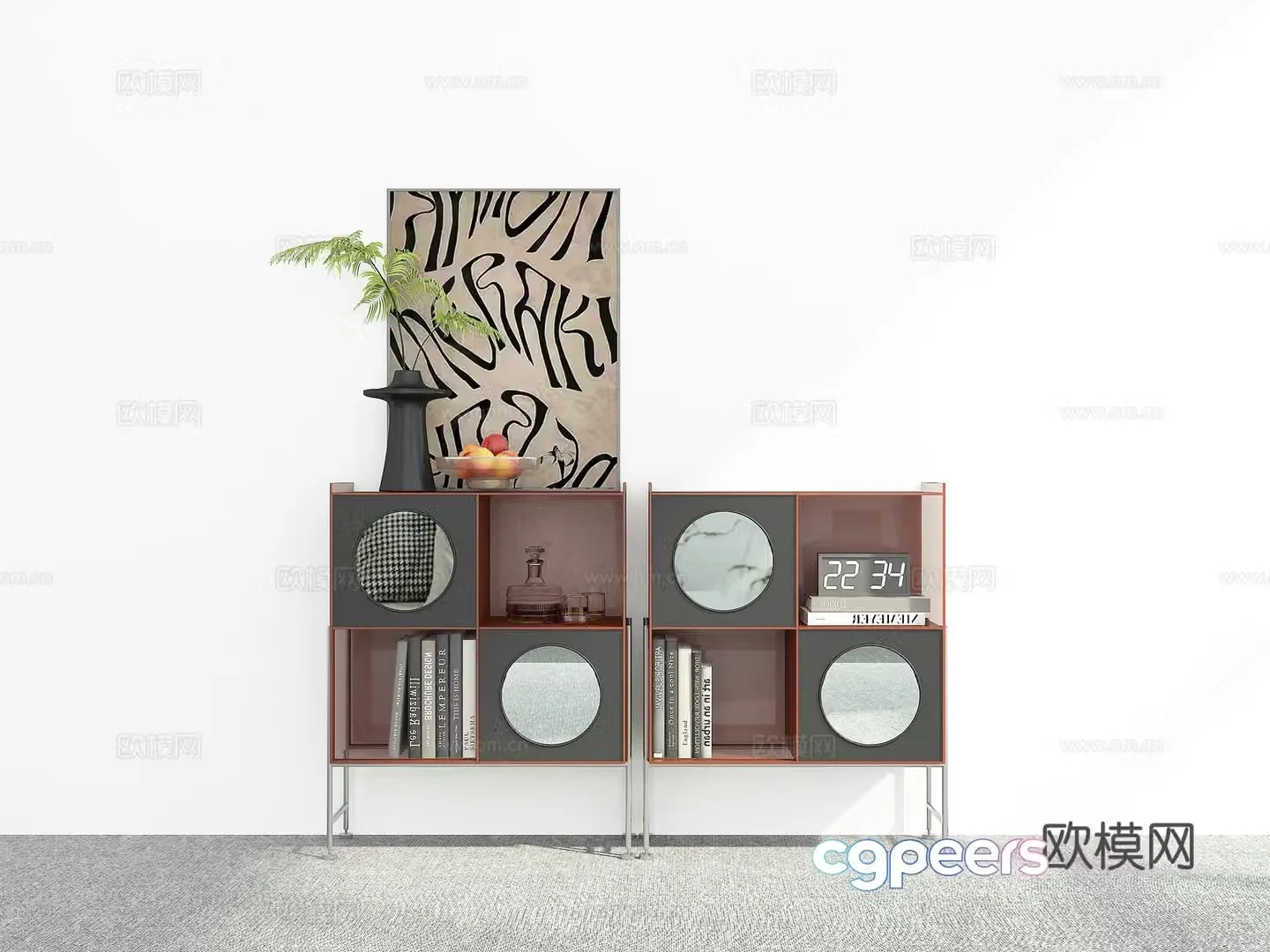 Modern sideboard short bookcase 3D model