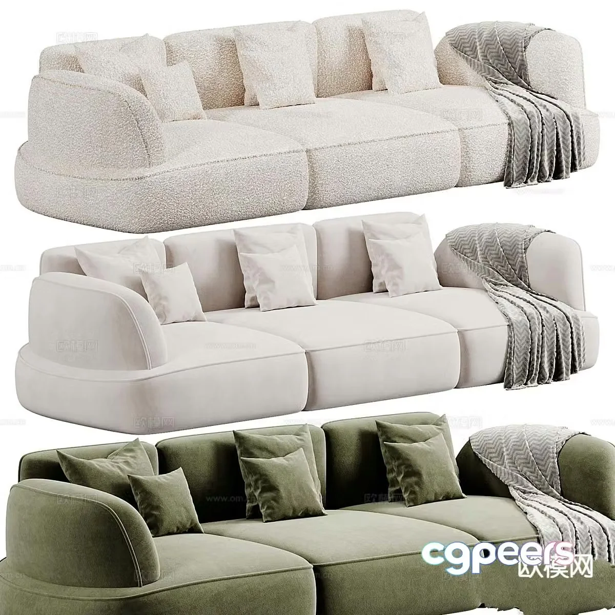 Italian three-seat sofa Natuzzi snail sofa 3D model