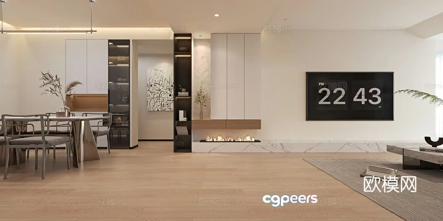 Modern minimalist living room entrance cabinet wine cabinet 3D model