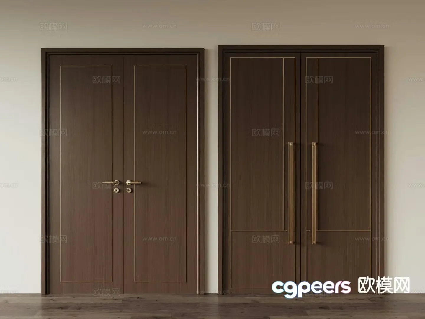 Chinese double-opening door ceiling door interior door wooden door 3D model