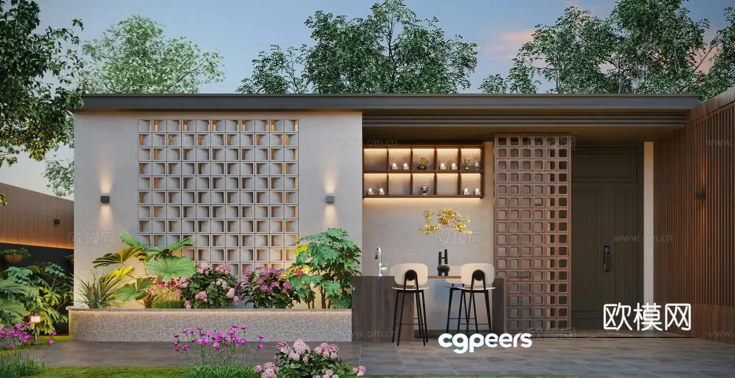 Modern garden landscape 3d model