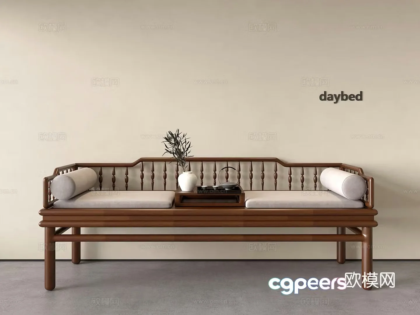 New Chinese-style solid wood arhat bed solid wood sofa 3D model