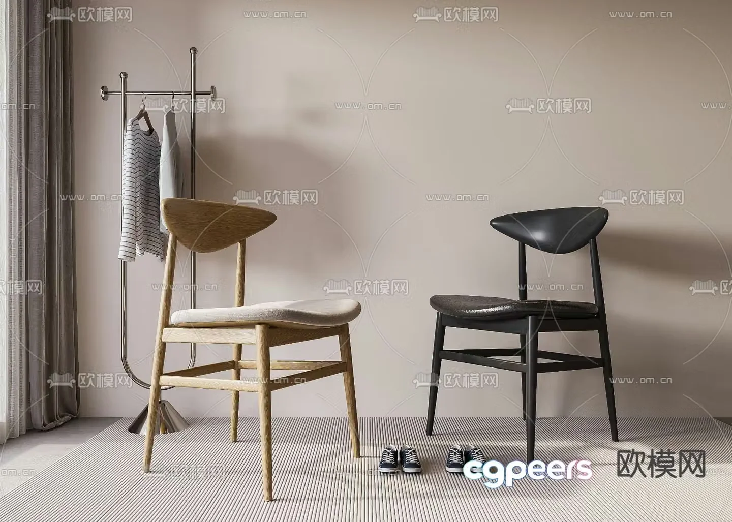 Medieval style dining chair single chair 3d model