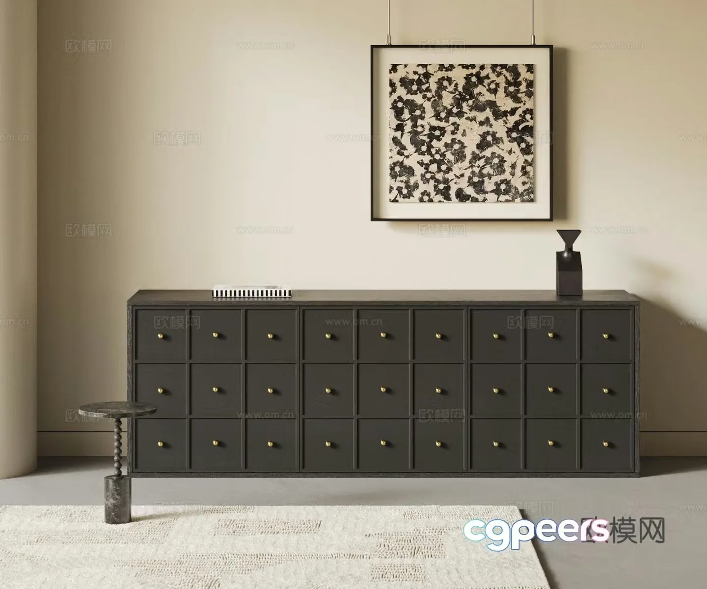 Wasabi Feng Entrance Cabinet Medium style dining sideboard Porch Cabinet Wasabi Feng Entrance Cabinet Side Cabinet Side Cabinet Low Cabinet 3D Model