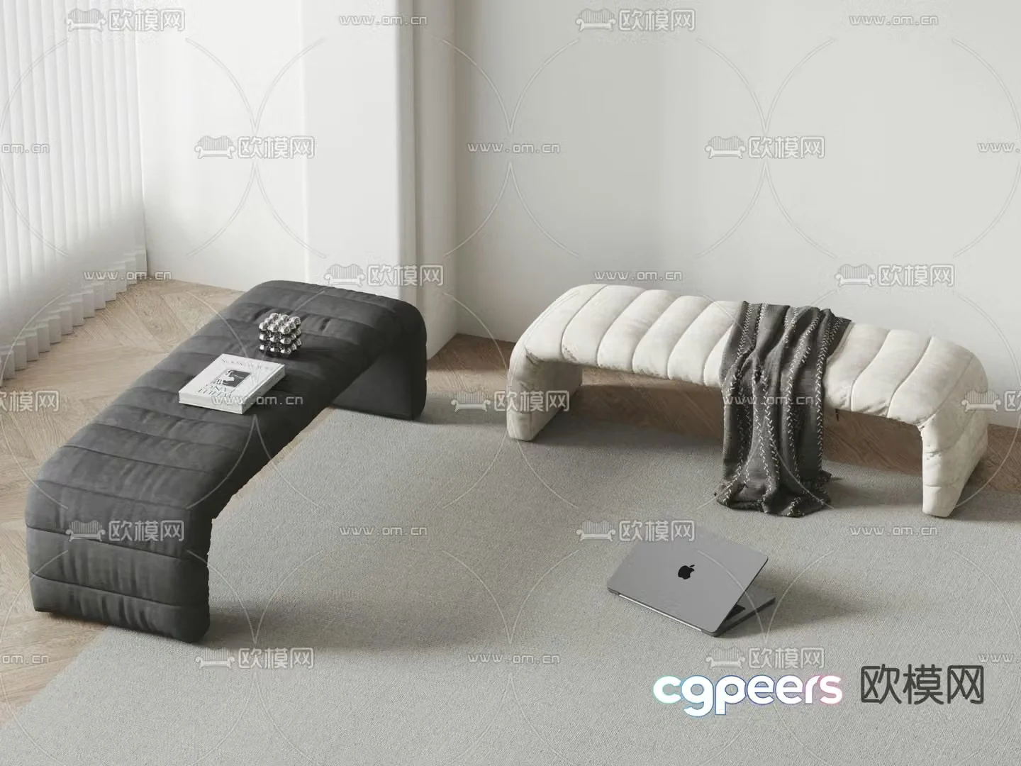Moroso sofa bench bench bed end stool 3d model