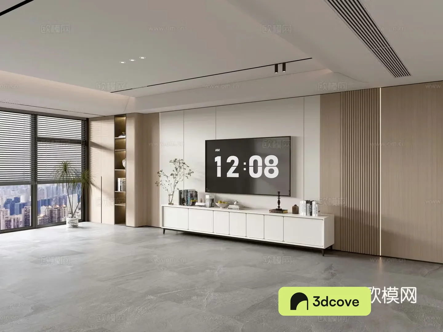 Modern simple living room light luxury TV background wall full wall TV cabinet